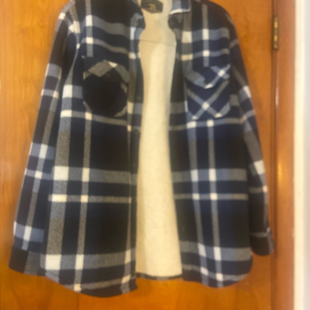 Freedom Foundry Men’s Blue Plaid Sherpa Lined Jacket